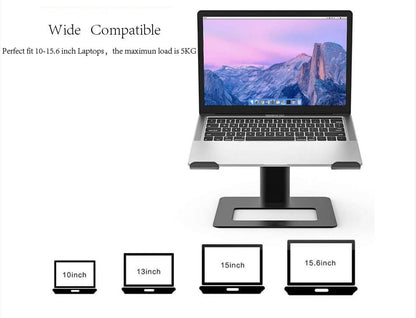 Adjustable Laptop Stand, Ergonomic Aluminum Height Adjustable Computer Stand Laptop Holder for Desk, Compatible with MacBook Pro/Air, Dell, Lenovo, HP, Samsung, More Laptops 10-15.6 Inches (Black)