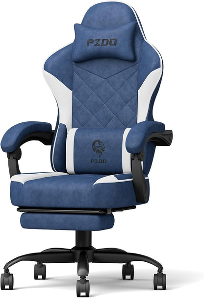 PZDO Ergonomic Gamer Chair Gaming Chair for Adults, Gaming Chair with footrest, Technical Fabric Office Chairs with Lumbar Support Height Adjustable, Teens, Gift, 150kg, Grey