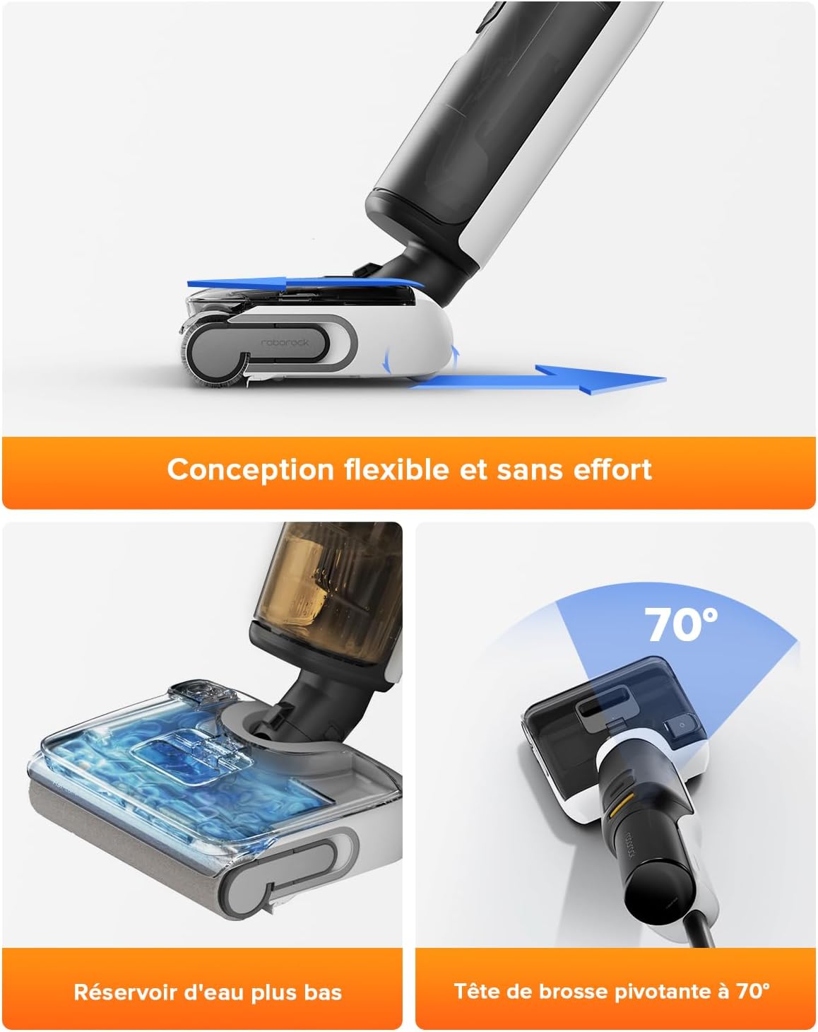 roborock F25 Ace Wet and Dry Mop Combo, 5 in 1, Cordless, 20,000 Pa, Self-Cleaning at 90°C and Quick Drying, Wheels Assisted, 60 min Autonomy, WiFi, Flat Design 180°