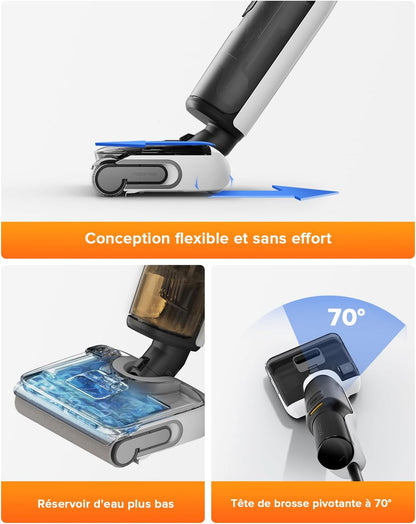 roborock F25 Ace Wet and Dry Mop Combo, 5 in 1, Cordless, 20,000 Pa, Self-Cleaning at 90°C and Quick Drying, Wheels Assisted, 60 min Autonomy, WiFi, Flat Design 180°