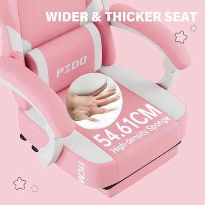 PZDO Ergonomic Gamer Chair Gaming Chair for Adults, Gaming Chair with footrest, Technical Fabric Office Chairs with Lumbar Support Height Adjustable, Teens, Gift, 150kg, Grey