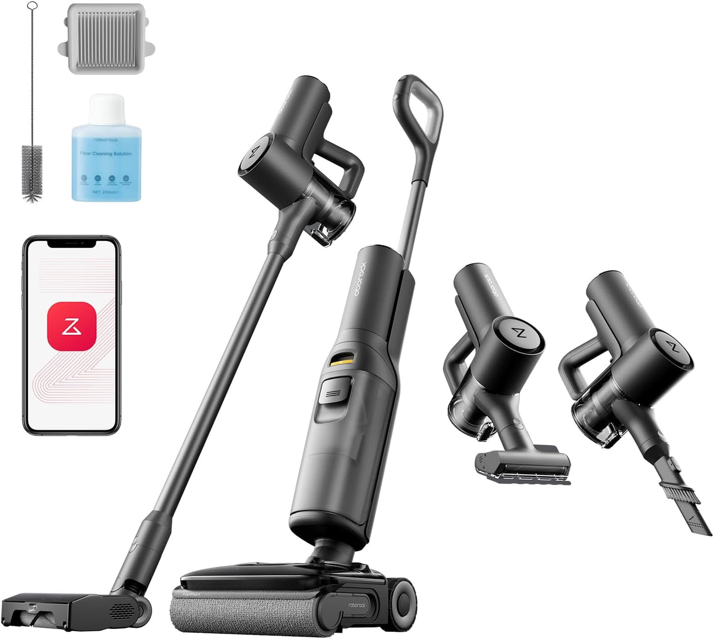 roborock F25 Ace Wet and Dry Mop Combo, 5 in 1, Cordless, 20,000 Pa, Self-Cleaning at 90°C and Quick Drying, Wheels Assisted, 60 min Autonomy, WiFi, Flat Design 180°