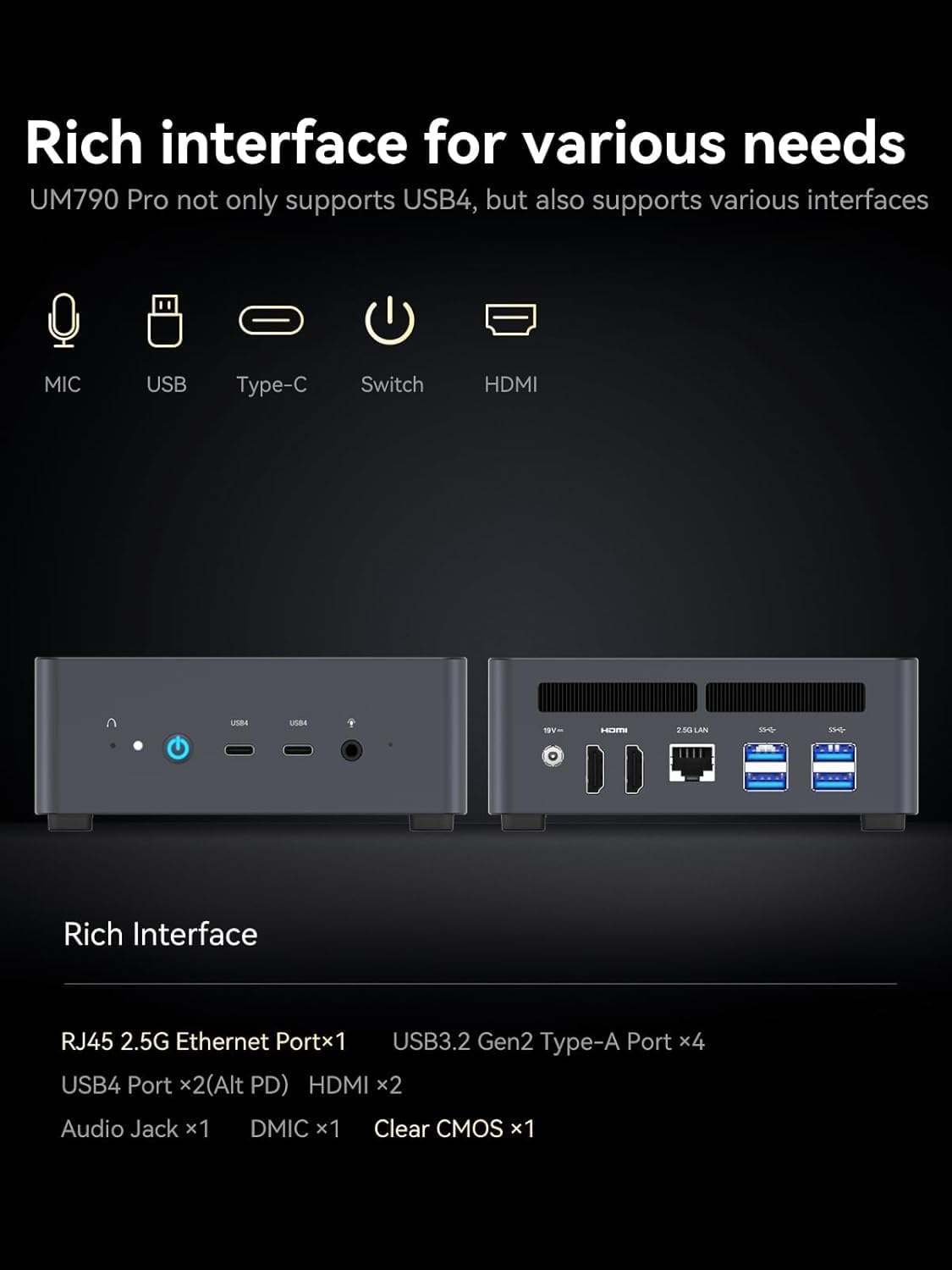 MINISFORUM UM690L Slim Mini PC, AMD Ryzen 9 6900HX Mini Computer (8C/16T, up to 4.9 GHz), 32 GB LPDDR5 and 1 TB PCIe 4.0 SSD, DP/HDMI 2.1/USB 4, 4 x USB Type-A, WiFi 6E/BT 5.3