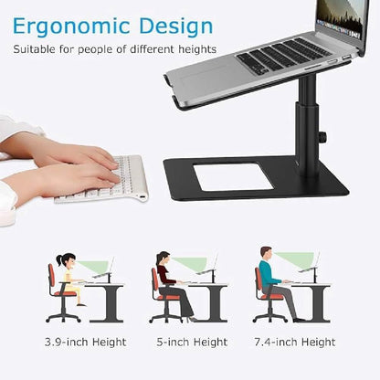 Adjustable Laptop Stand, Ergonomic Aluminum Height Adjustable Computer Stand Laptop Holder for Desk, Compatible with MacBook Pro/Air, Dell, Lenovo, HP, Samsung, More Laptops 10-15.6 Inches (Black)