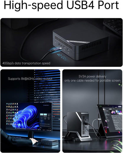 MINISFORUM UM690L Slim Mini PC, AMD Ryzen 9 6900HX Mini Computer (8C/16T, up to 4.9 GHz), 32 GB LPDDR5 and 1 TB PCIe 4.0 SSD, DP/HDMI 2.1/USB 4, 4 x USB Type-A, WiFi 6E/BT 5.3