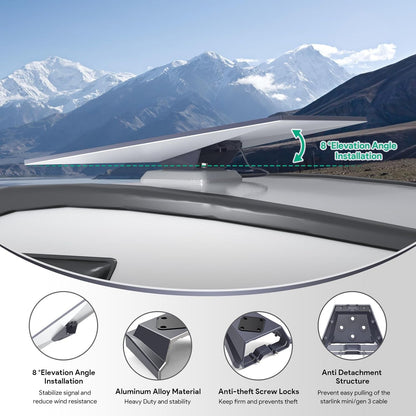 XLTTYWL Starlink Gen 3 Mount, 360° Adjustable V3 Starlink Wall Mount, Star Link Gen3 Pole Mounting Kit with Starlinks Gen 3 Pipe Adapter for Gen3/Gen 2/Mini Starlink Internet Kit Satellite