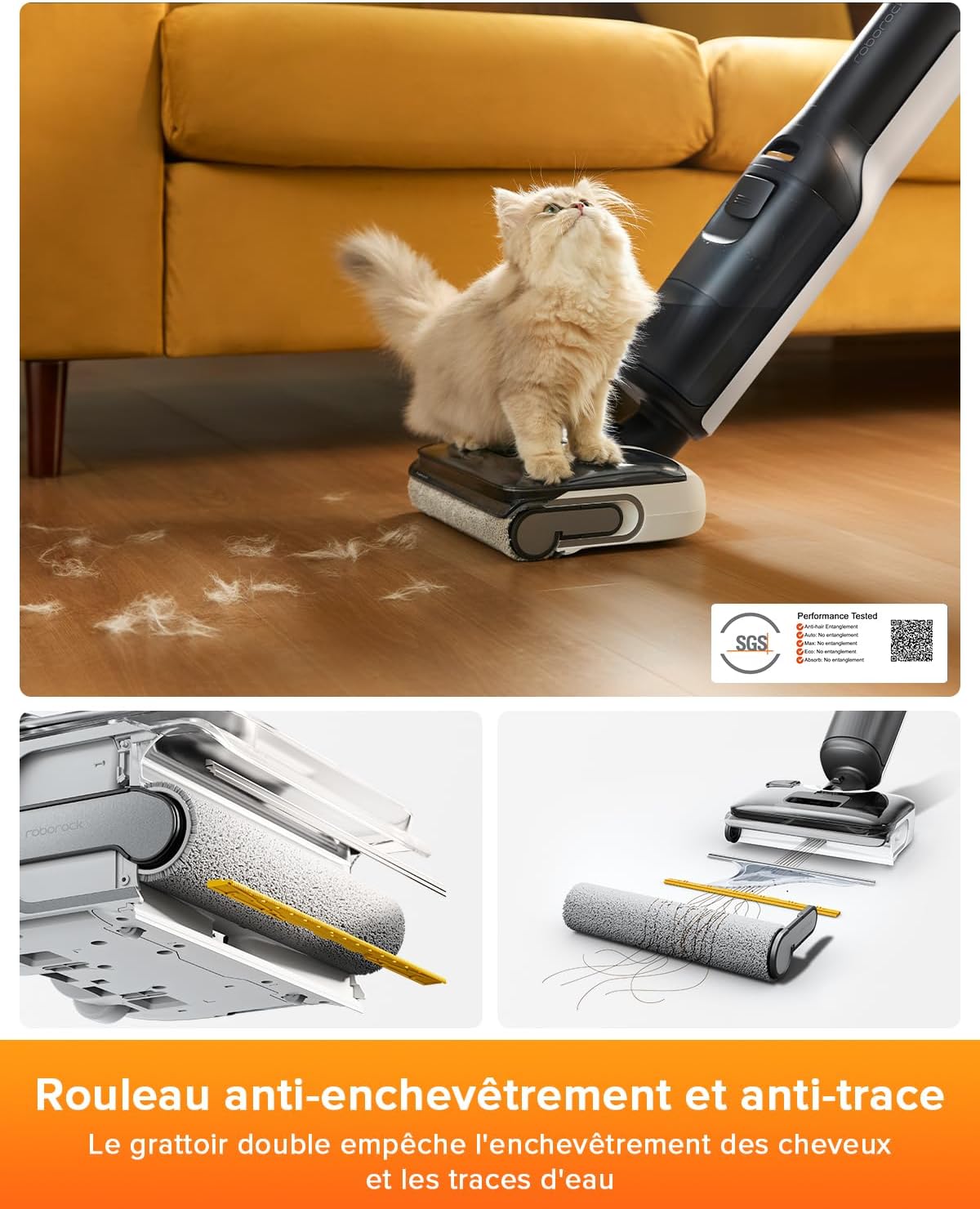 roborock F25 Ace Wet and Dry Mop Combo, 5 in 1, Cordless, 20,000 Pa, Self-Cleaning at 90°C and Quick Drying, Wheels Assisted, 60 min Autonomy, WiFi, Flat Design 180°
