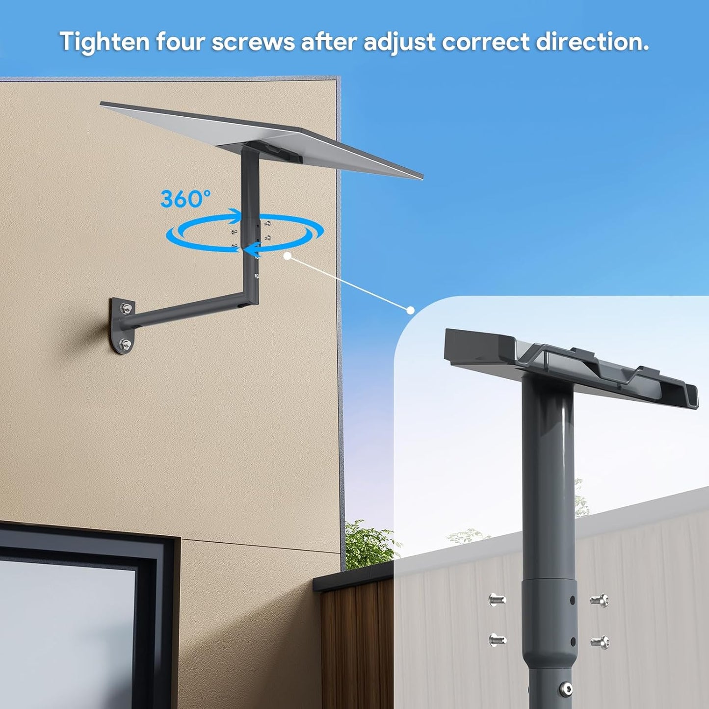 XLTTYWL Starlink Gen 3 Mount, 360° Adjustable V3 Starlink Wall Mount, Star Link Gen3 Pole Mounting Kit with Starlinks Gen 3 Pipe Adapter for Gen3/Gen 2/Mini Starlink Internet Kit Satellite