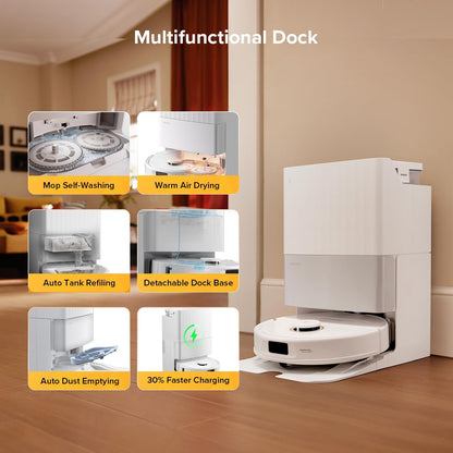 roborock Qrevo 5AE(Upgraded from S7 Max Ultra) Robot Vacuum and Mop, 12,000Pa Suction, FlexiArm Edge Mopping, Dual Anti-Tangle Brushes, 10mm Mop Lifting&Auto Washing&Drying, Self-Emptying&Refilling