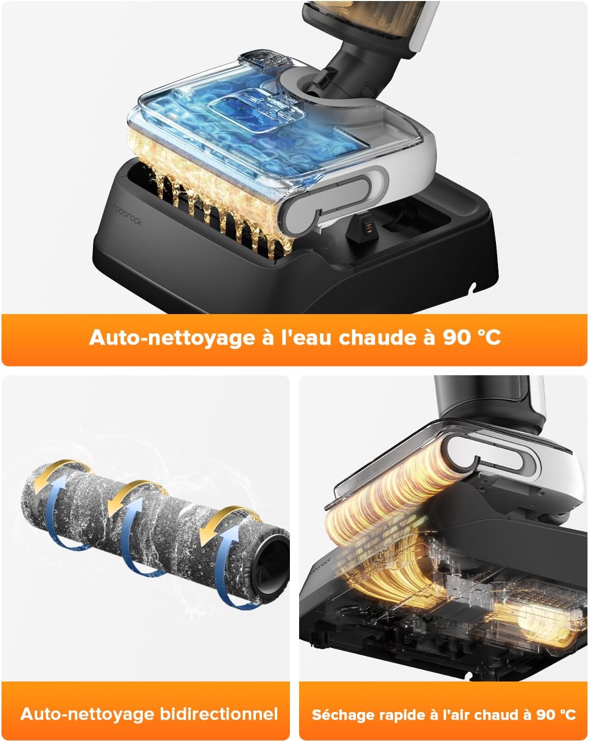 roborock F25 Ace Wet and Dry Mop Combo, 5 in 1, Cordless, 20,000 Pa, Self-Cleaning at 90°C and Quick Drying, Wheels Assisted, 60 min Autonomy, WiFi, Flat Design 180°