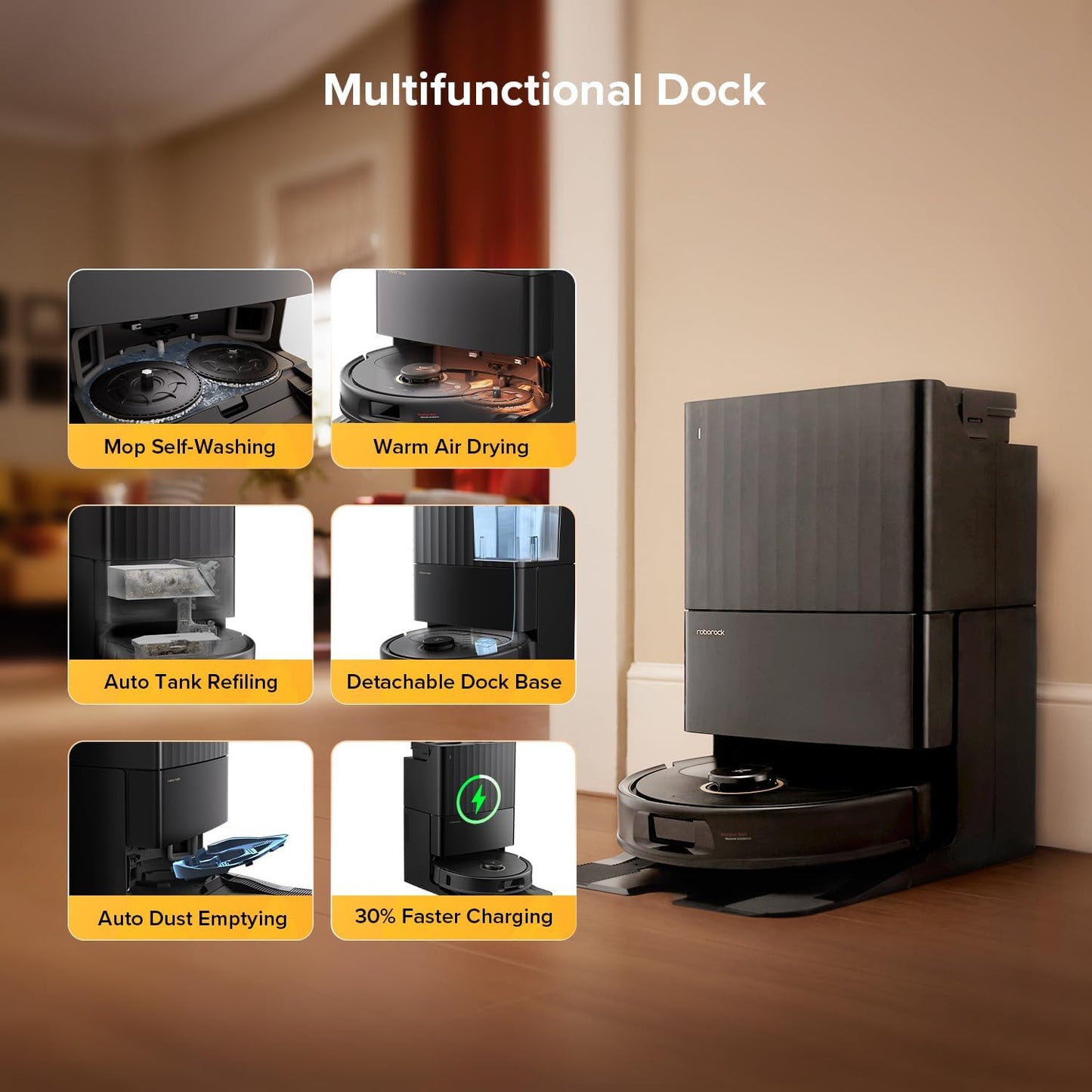 roborock Qrevo 5AE(Upgraded from S7 Max Ultra) Robot Vacuum and Mop, 12,000Pa Suction, FlexiArm Edge Mopping, Dual Anti-Tangle Brushes, 10mm Mop Lifting&Auto Washing&Drying, Self-Emptying&Refilling