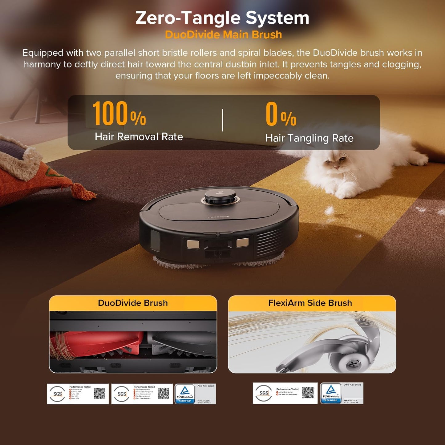 roborock Qrevo 5AE(Upgraded from S7 Max Ultra) Robot Vacuum and Mop, 12,000Pa Suction, FlexiArm Edge Mopping, Dual Anti-Tangle Brushes, 10mm Mop Lifting&Auto Washing&Drying, Self-Emptying&Refilling