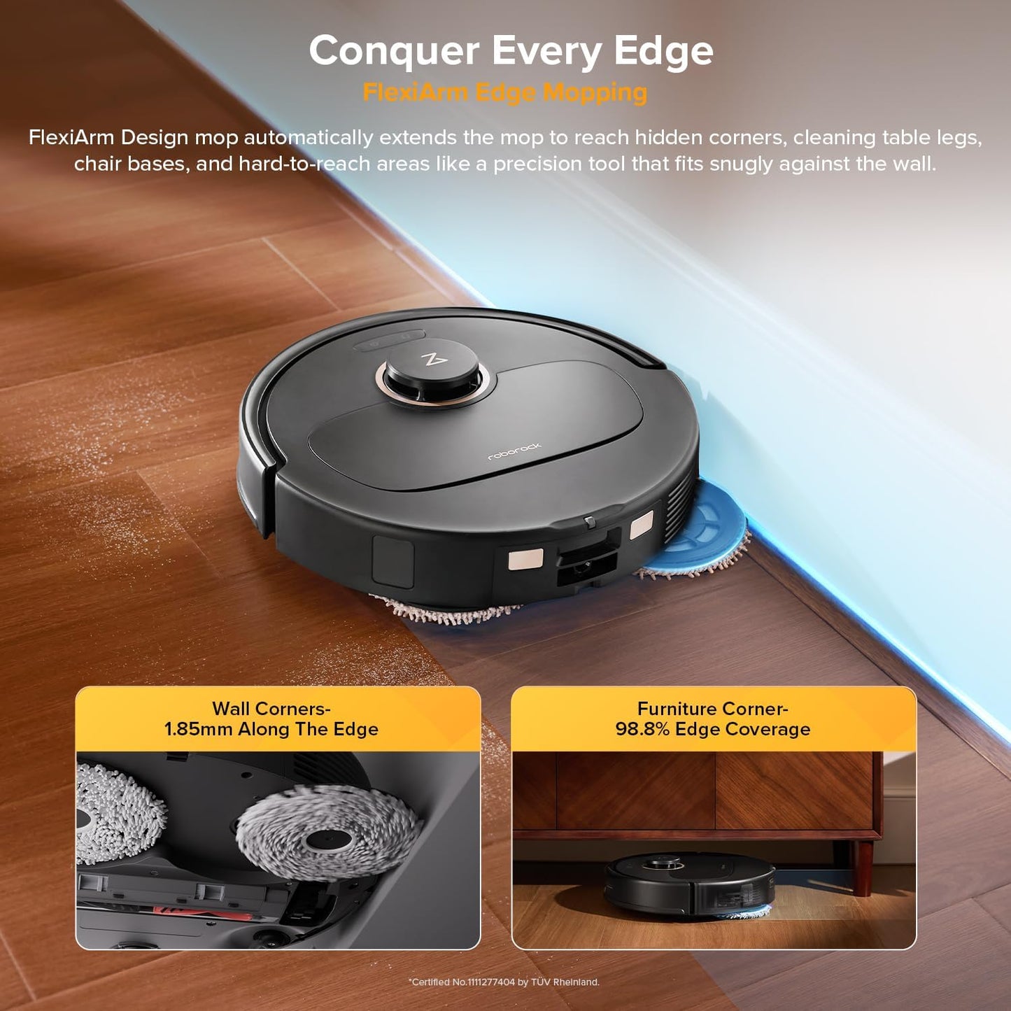 roborock Qrevo 5AE(Upgraded from S7 Max Ultra) Robot Vacuum and Mop, 12,000Pa Suction, FlexiArm Edge Mopping, Dual Anti-Tangle Brushes, 10mm Mop Lifting&Auto Washing&Drying, Self-Emptying&Refilling