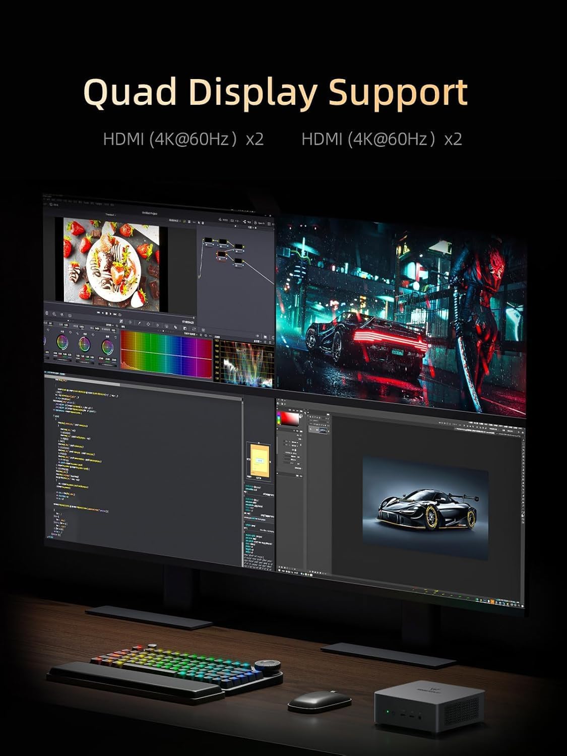 MINISFORUM UM690L Slim Mini PC, AMD Ryzen 9 6900HX Mini Computer (8C/16T, up to 4.9 GHz), 32 GB LPDDR5 and 1 TB PCIe 4.0 SSD, DP/HDMI 2.1/USB 4, 4 x USB Type-A, WiFi 6E/BT 5.3