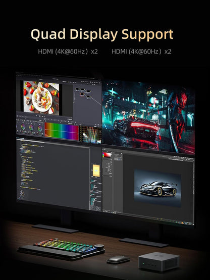 MINISFORUM UM690L Slim Mini PC, AMD Ryzen 9 6900HX Mini Computer (8C/16T, up to 4.9 GHz), 32 GB LPDDR5 and 1 TB PCIe 4.0 SSD, DP/HDMI 2.1/USB 4, 4 x USB Type-A, WiFi 6E/BT 5.3