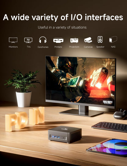 MINISFORUM UM690L Slim Mini PC, AMD Ryzen 9 6900HX Mini Computer (8C/16T, up to 4.9 GHz), 32 GB LPDDR5 and 1 TB PCIe 4.0 SSD, DP/HDMI 2.1/USB 4, 4 x USB Type-A, WiFi 6E/BT 5.3