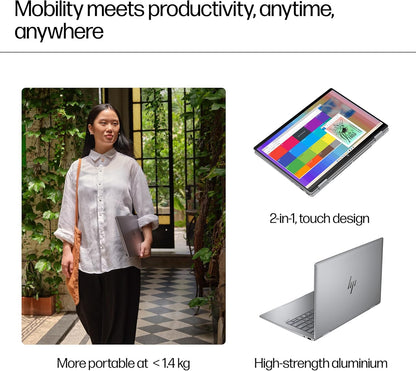 HP Envy x360 2-in-1 Laptop 14-fc0036ne, Intel Core Ultra 7-155U, 14" 3K OLED Touch Display, 16GB LPDDR5 RAM, 1TB SSD, Integrated Intel® Graphics, Eng/Ar KB, Win 11, Atmospheric blue [A0PV9EA]