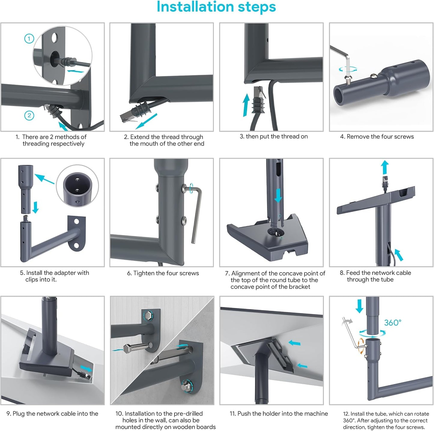 XLTTYWL Starlink Gen 3 Mount, 360° Adjustable V3 Starlink Wall Mount, Star Link Gen3 Pole Mounting Kit with Starlinks Gen 3 Pipe Adapter for Gen3/Gen 2/Mini Starlink Internet Kit Satellite