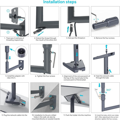XLTTYWL Starlink Gen 3 Mount, 360° Adjustable V3 Starlink Wall Mount, Star Link Gen3 Pole Mounting Kit with Starlinks Gen 3 Pipe Adapter for Gen3/Gen 2/Mini Starlink Internet Kit Satellite